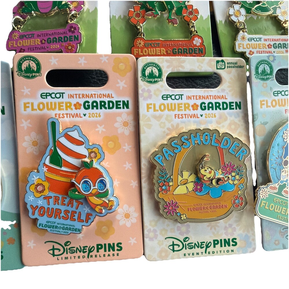 2026 Disney Epcot Flower & Garden Festival LR Event Pins 10 pin Set w/ Passport - Picture 3 of 6